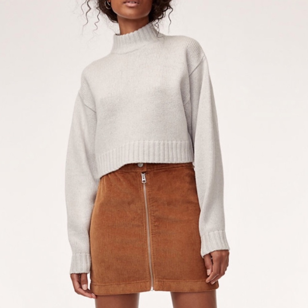 Wilfred Free aritzia brown camel cord zip skirt